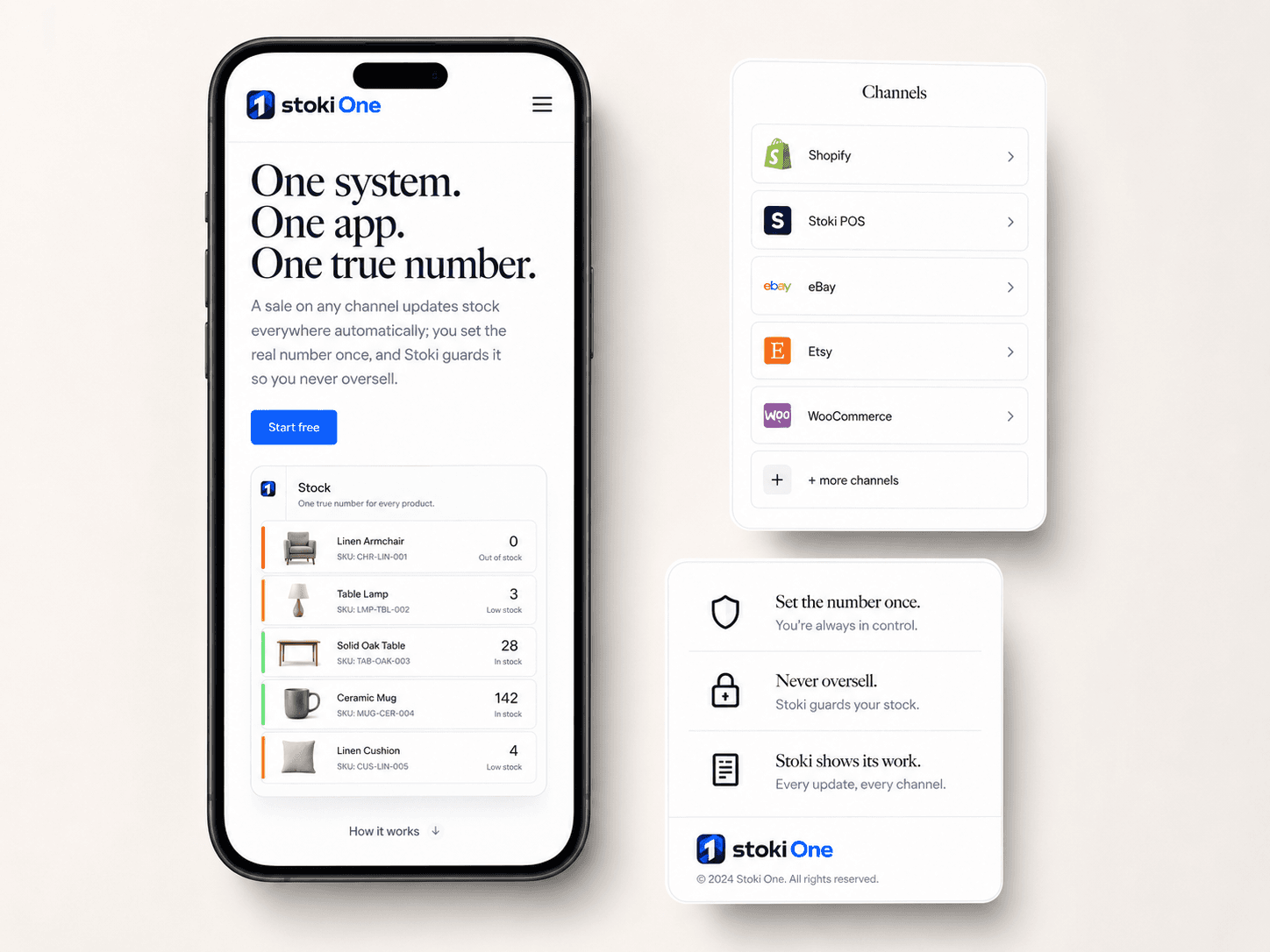 Stoki One app — multi-screen composite